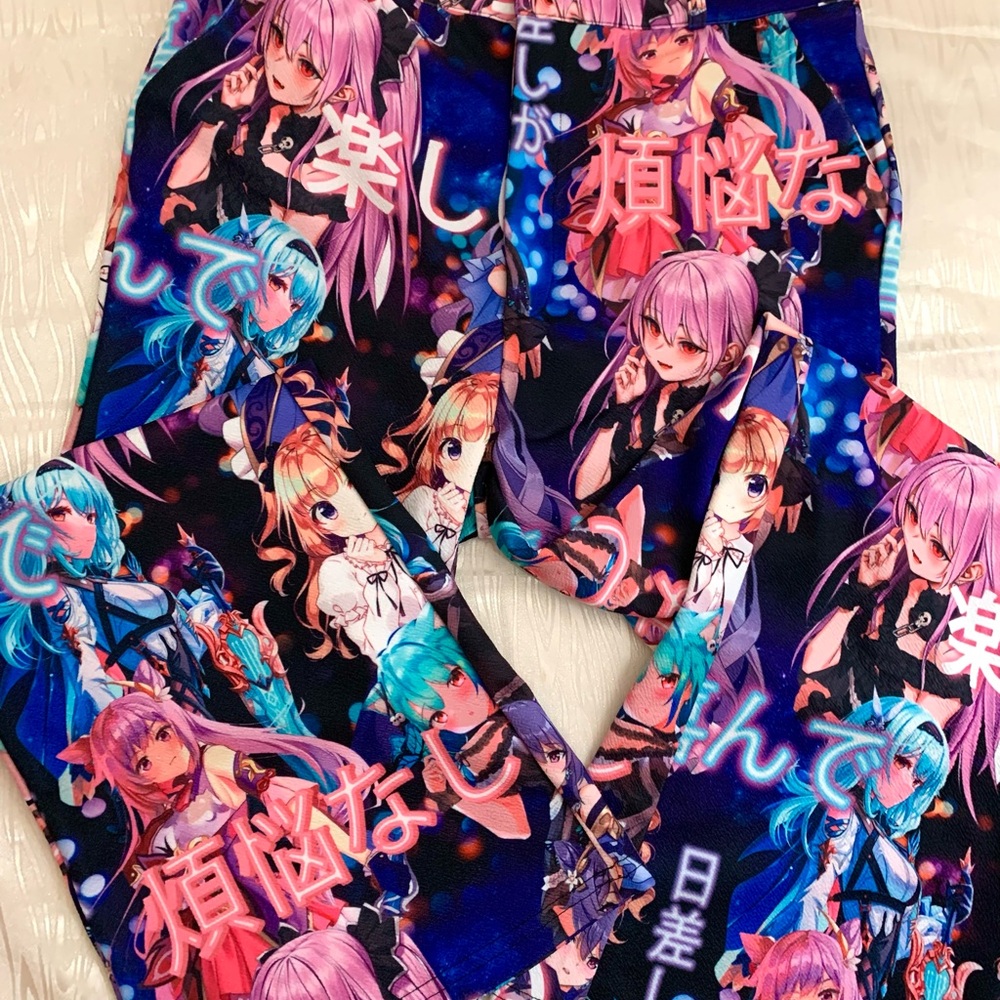 Anime Graphic wide leg pants size L
